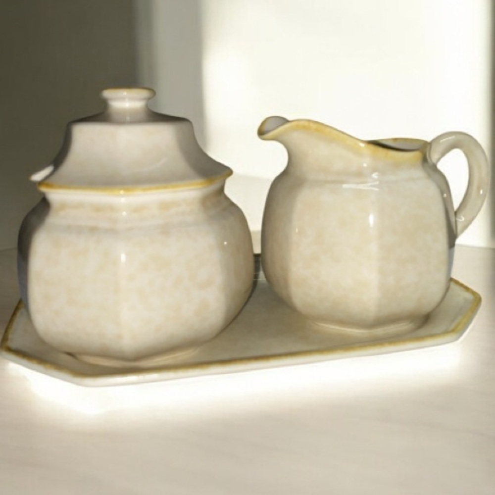 *1A Mikasa Romantics sugar bowl and creamer set includes tray 1980 - Picture 7 of 9